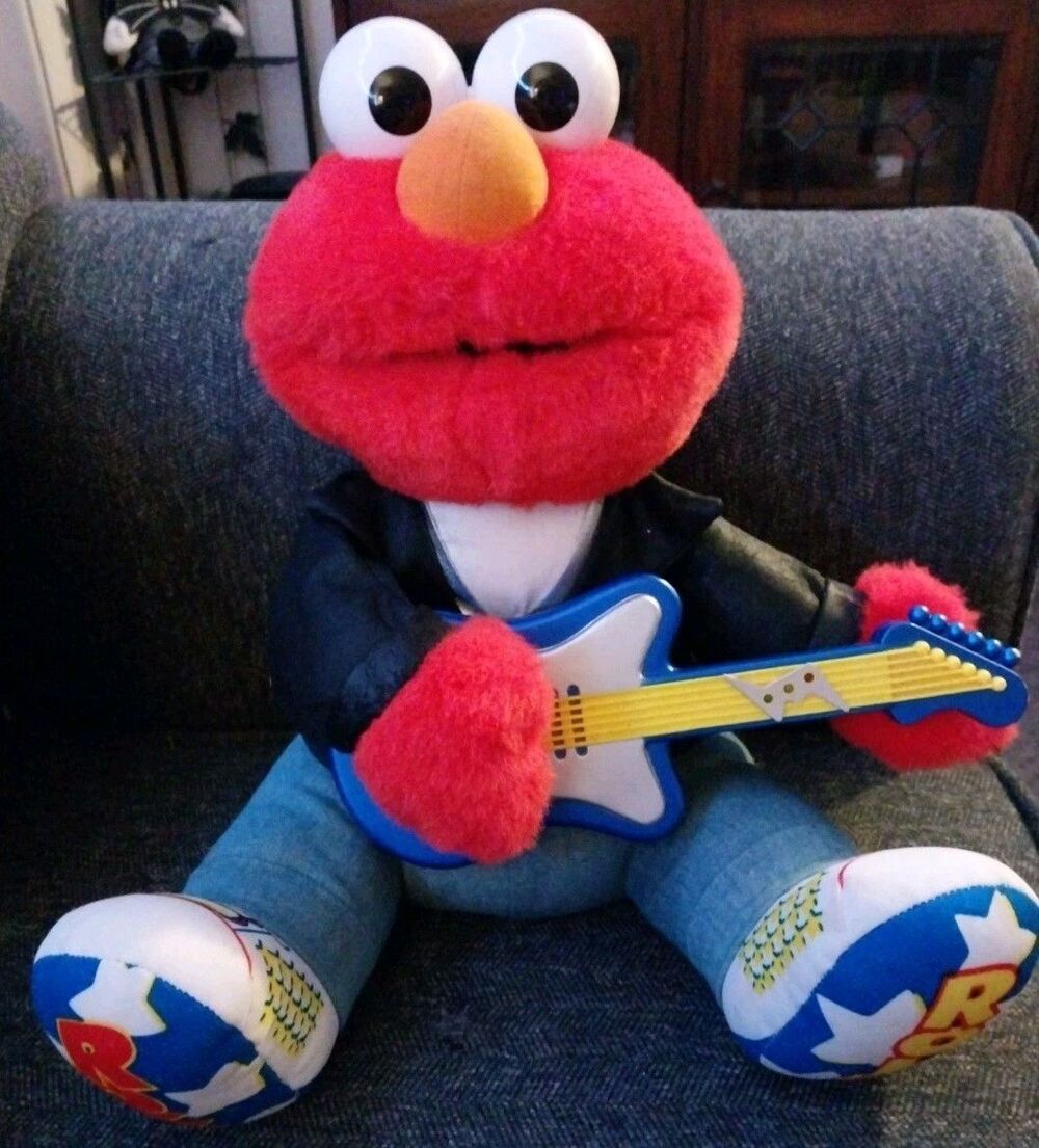Vintage Tyco Sesame Street Rock 'n Roll Elmo Plush Singing Guitar Interactive